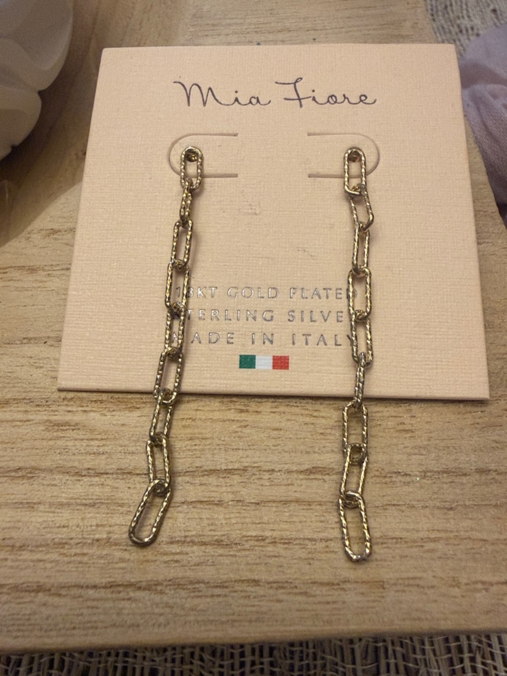 Mia Fiore 18k Gold Plated Sterling Silver Paperclip Chain Dangle Earrings